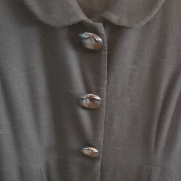 Bettie Page Black Peter Pan Collar Button-Front Trench Coat - Picture 7 of 11